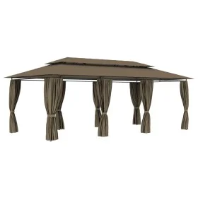 Cenador con cortinas gris taupe 180g/m² 600x298x270 cm de vidaXL, Carpas y cenadores - Ref: Foro24-312247, Precio: 406,95 €, ...