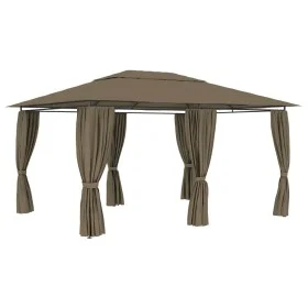 Garden canopy with taupe gray curtains 4x3 m 180 g/m² by vidaXL, Tents and gazebos - Ref: Foro24-312232, Price: 312,40 €, Dis...