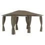 Garden canopy with taupe gray curtains 4x3 m 180 g/m² by vidaXL, Tents and gazebos - Ref: Foro24-312232, Price: 312,40 €, Dis...