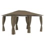 Gartenüberdachung mit taupegrauen Vorhängen 4x3 m 180 g/m² von vidaXL, Zelte und Pavillons - Ref: Foro24-312232, Preis: 318,7...