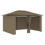 Gartenüberdachung mit taupegrauen Vorhängen 4x3 m 180 g/m² von vidaXL, Zelte und Pavillons - Ref: Foro24-312232, Preis: 318,7...