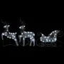 Trineo y renos decoración de Navidad de jardín 60 LED plateado de vidaXL, Luces de Navidad - Ref: Foro24-289978, Precio: 53,5...