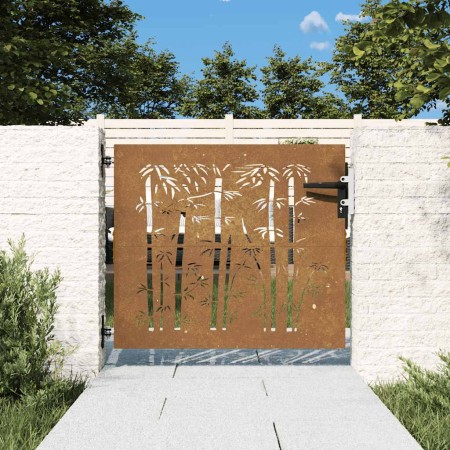 Puerta de jardín acero corten diseño bambú 85x75 cm