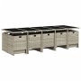 Set comedor jardín y cojines 15 pzas ratán sintético gris claro