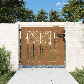 Puerta de jardín acero corten diseño bambú 85x100 cm