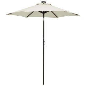 Sandfarbener Aluminiumschirm mit LED-Leuchten 200x211 cm von vidaXL, Sonnenschirme - Ref: Foro24-313557, Preis: 89,26 €, Raba...