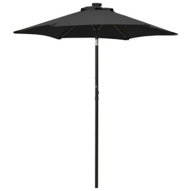 Regenschirm mit schwarzen Aluminium-LED-Leuchten 200x211 cm von vidaXL, Sonnenschirme - Ref: Foro24-313563, Preis: 78,92 €, R...