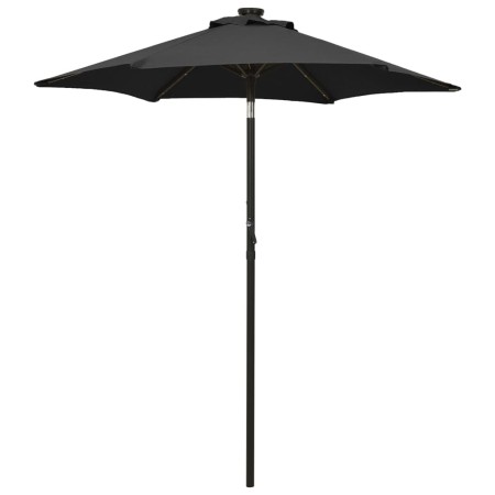 Sombrilla con luces LED aluminio negra 200x211 cm de vidaXL, Sombrillas - Ref: Foro24-313563, Precio: 83,49 €, Descuento: %