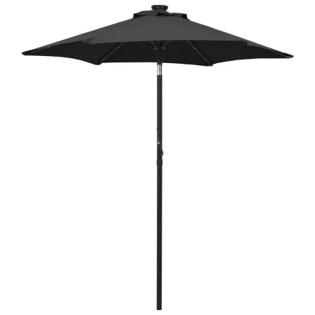 Sombrilla con luces LED aluminio negra 200x211 cm de vidaXL, Sombrillas - Ref: Foro24-313563, Precio: 77,22 €, Descuento: %