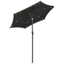 Sombrilla con luces LED aluminio negra 200x211 cm de vidaXL, Sombrillas - Ref: Foro24-313563, Precio: 83,49 €, Descuento: %