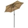 Taupe gray aluminum umbrella with LED lights 200x211 cm by vidaXL, Umbrellas - Ref: Foro24-313560, Price: 83,15 €, Discount: %