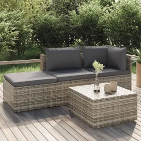 4-teiliges Gartenmöbel-Set und graue synthetische Rattankissen von vidaXL, Outdoor-Sofas - Ref: Foro24-318676, Preis: 358,93 ...