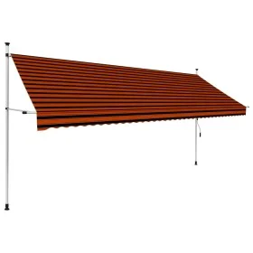 Retractable manual awning in orange and brown, 400 cm. by vidaXL, Awnings - Ref: Foro24-145840, Price: 95,94 €, Discount: %