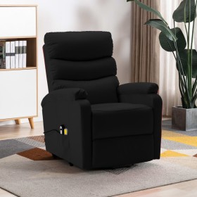 Sillón de masaje elevable cuero sintético negro