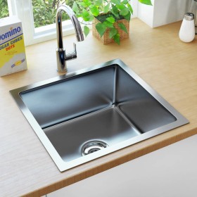 Handgefertigte Küchenspüle aus Edelstahl von vidaXL, Sinkt - Ref: Foro24-145077, Preis: 70,80 €, Rabatt: %