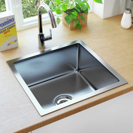 Handgefertigte Küchenspüle aus Edelstahl von vidaXL, Sinkt - Ref: Foro24-145077, Preis: 70,80 €, Rabatt: %