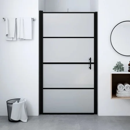 Puerta de ducha de vidrio templado esmerilado negra 81x195 cm de vidaXL, Puertas de ducha - Ref: Foro24-146661, Precio: 200,1...
