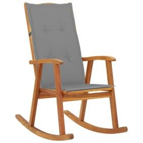 Silla mecedora con cojines madera maciza de acacia