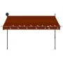 Retractable manual awning with orange and brown LED lights, 300 cm. by vidaXL, Awnings - Ref: Foro24-145880, Price: 98,83 €, ...