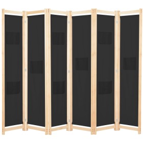 Biombo divisor de 6 paneles de tela negro 240x170x4 cm de vidaXL, Divisores de ambientes - Ref: Foro24-248186, Precio: 82,70 ...