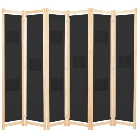 Divider screen with 6 black fabric panels 240x170x4 cm by vidaXL, Room dividers - Ref: Foro24-248186, Price: 79,65 €, Discoun...