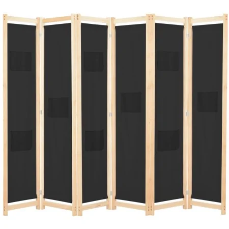 Trennwand mit 6 schwarzen Stoffbahnen 240x170x4 cm von vidaXL, Raumteiler - Ref: Foro24-248186, Preis: 81,26 €, Rabatt: %