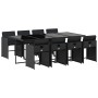 Set de comedor de jardín 9 pzas y cojines ratán sintético negro