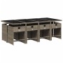 Set comedor jardín 9 pzas y cojines ratán sintético gris