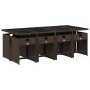 Set comedor para jardín 9 pzas y cojines ratán sintético marrón