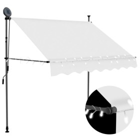 Toldo manual retráctil con LED crema 150 cm