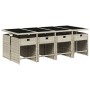 Set comedor de jardín 9 pzas cojines ratán sintético gris claro