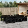 Set comedor de jardín con cojines 13 pzas ratán sintético negro