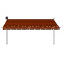 Retractable manual awning with orange and brown LED lights, 400 cm. by vidaXL, Awnings - Ref: Foro24-145882, Price: 128,73 €,...