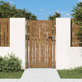 Puerta de jardín acero corten diseño bambú 105x205 cm Puerta de jardín acero corten diseño bambú 105x205 cm