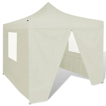 Folding gazebo with 4 cream walls 3x3 m by vidaXL, Tents and gazebos - Ref: Foro24-41464, Price: 136,65 €, Discount: %