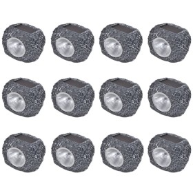 Foco LED solar de exterior con forma de piedra 12 uds