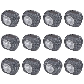 Steinförmiger Solar-LED-Außenstrahler 12 Einheiten von vidaXL, Außenbeleuchtung - Ref: Foro24-41168, Preis: 52,03 €, Rabatt: %