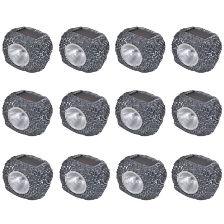 Steinförmiger Solar-LED-Außenstrahler 12 Einheiten von vidaXL, Außenbeleuchtung - Ref: Foro24-41168, Preis: 52,03 €, Rabatt: %