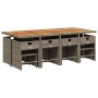 Set comedor de jardín con cojines 13 pzas ratán sintético gris