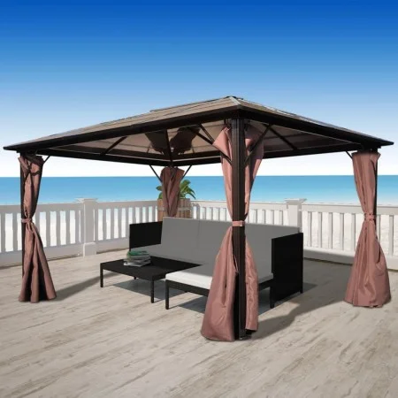 Gazebo with brown aluminum curtain 400 x 300 cm by vidaXL, Tents and gazebos - Ref: Foro24-41626, Price: 682,67 €, Discount: %