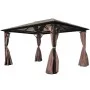 Cenador con cortina marrón aluminio 400 x 300 cm de vidaXL, Carpas y cenadores - Ref: Foro24-41626, Precio: 700,07 €, Descuen...