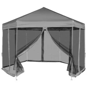 Hexagonal pop-up tent with 6 side walls gray 3.6x3.1 m by vidaXL, Tents and gazebos - Ref: Foro24-42111, Price: 184,03 €, Dis...