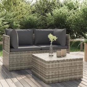 3-piece garden furniture set with gray synthetic rattan cushions by vidaXL, Outdoor sofas - Ref: Foro24-318675, Price: 282,33...