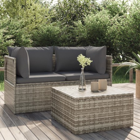 3-piece garden furniture set with gray synthetic rattan cushions by vidaXL, Outdoor sofas - Ref: Foro24-318675, Price: 284,81...