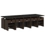 Set comedor de jardín y cojines 15 pzas ratán sintético marrón