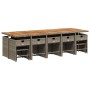 Set comedor de jardín con cojines 15 pzas ratán sintético gris