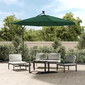 Hanging umbrella with LED lights and metal pole 300 cm green by vidaXL, Umbrellas - Ref: Foro24-42969, Price: 158,26 €, Disco...