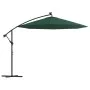 Hanging umbrella with LED lights and metal pole 300 cm green by vidaXL, Umbrellas - Ref: Foro24-42969, Price: 158,26 €, Disco...