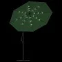 Hanging umbrella with LED lights and metal pole 300 cm green by vidaXL, Umbrellas - Ref: Foro24-42969, Price: 158,26 €, Disco...