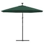 Hanging umbrella with LED lights and metal pole 300 cm green by vidaXL, Umbrellas - Ref: Foro24-42969, Price: 158,26 €, Disco...